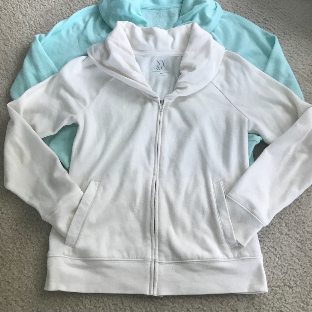 NY&CO Cream Shawl Collar Sweatshirt